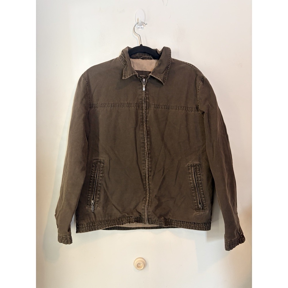 Brice‎ Outerwear Canvas Full Zip Jacket Mens Large Brown Lightweight